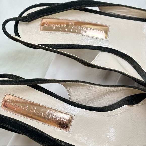 RUPERT SANDERSON Green Gold Velvet Pointed Toe Kitten Heel Slingback ITALY 5.5 - Picture 8 of 17